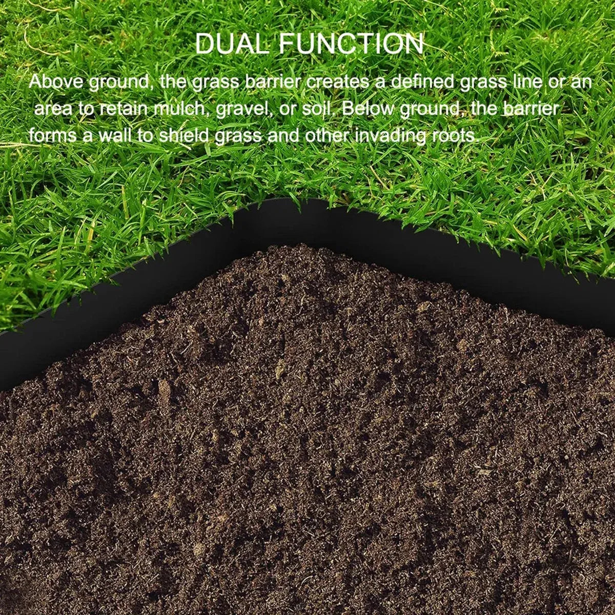 10m Garden Lawn Edging Border 10m Flexible PE Strip with Stakes Landscaping