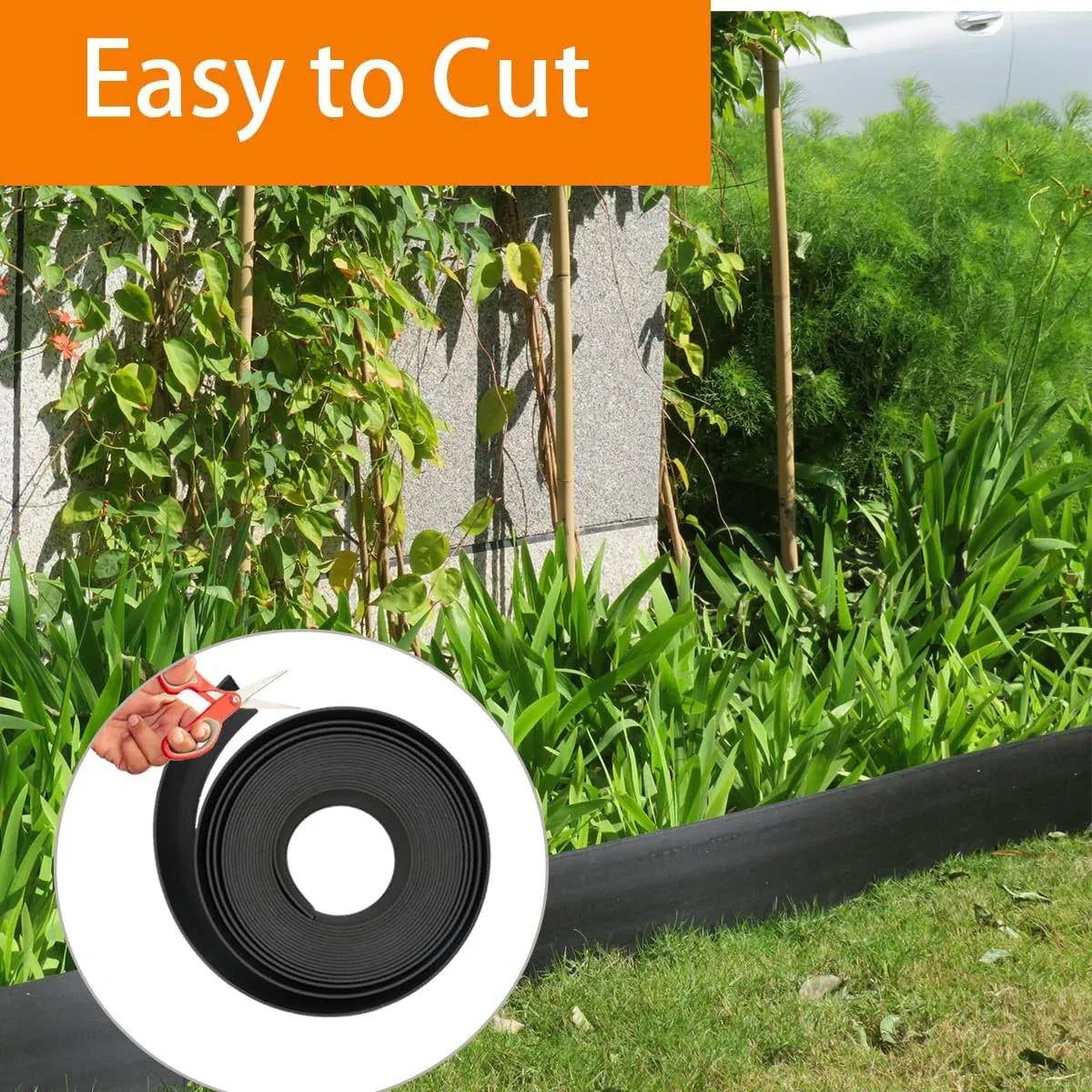 10m Garden Lawn Edging Border 10m Flexible PE Strip with Stakes Landscaping