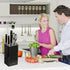 Kitchen Knife Storage Rack Plastic Multi Functional Holder for Knives Scissors - Black