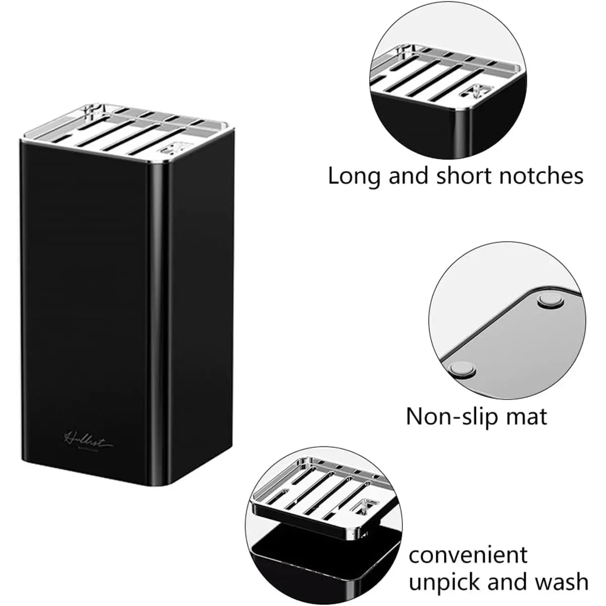 White Kitchen Knife Block Holder with Scissor Slot, Benchtop Knife Storage Rack