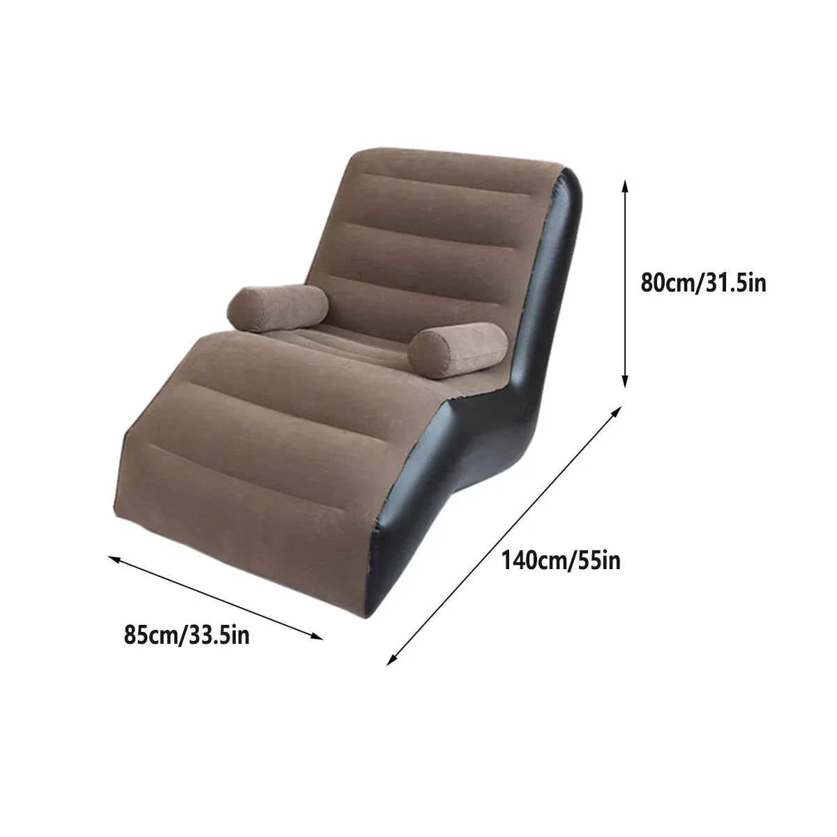 Inflatable Lounge Chair Sofa S-Shape Waterproof Flocked Air Lounger for Camping