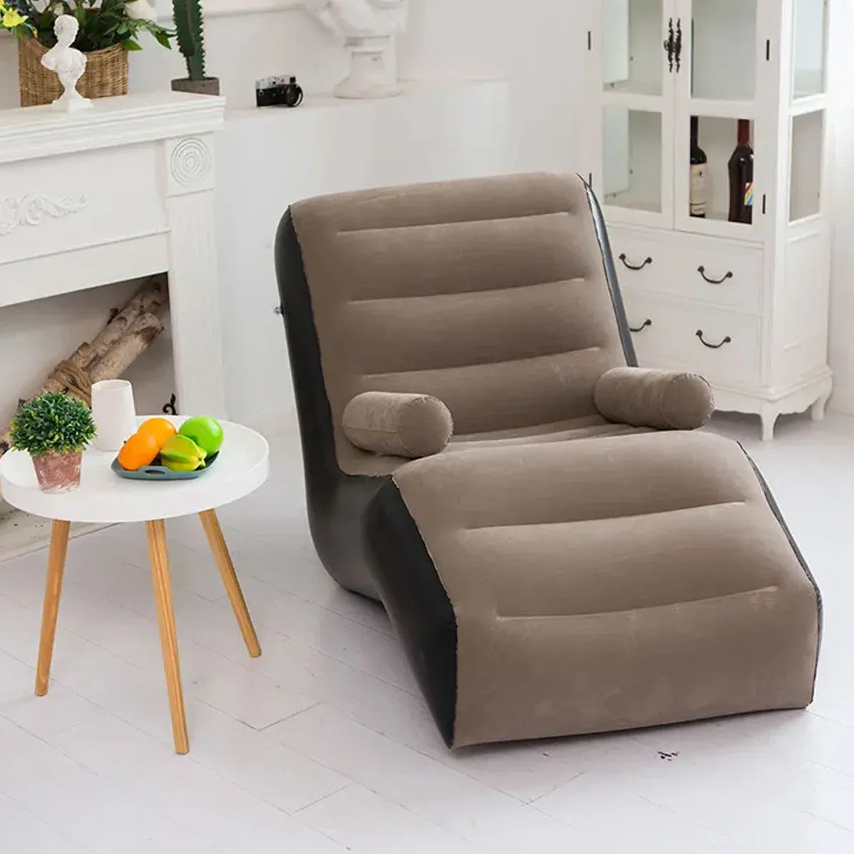 Inflatable Lounge Chair Sofa S-Shape Waterproof Flocked Air Lounger for Camping