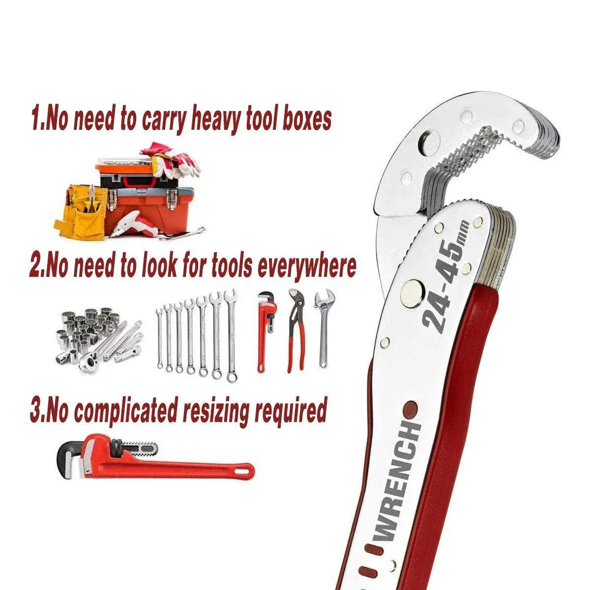 9-45mm Adjustable Wrench Wrench Multifunction Tool Quick Grip Universal Spanner