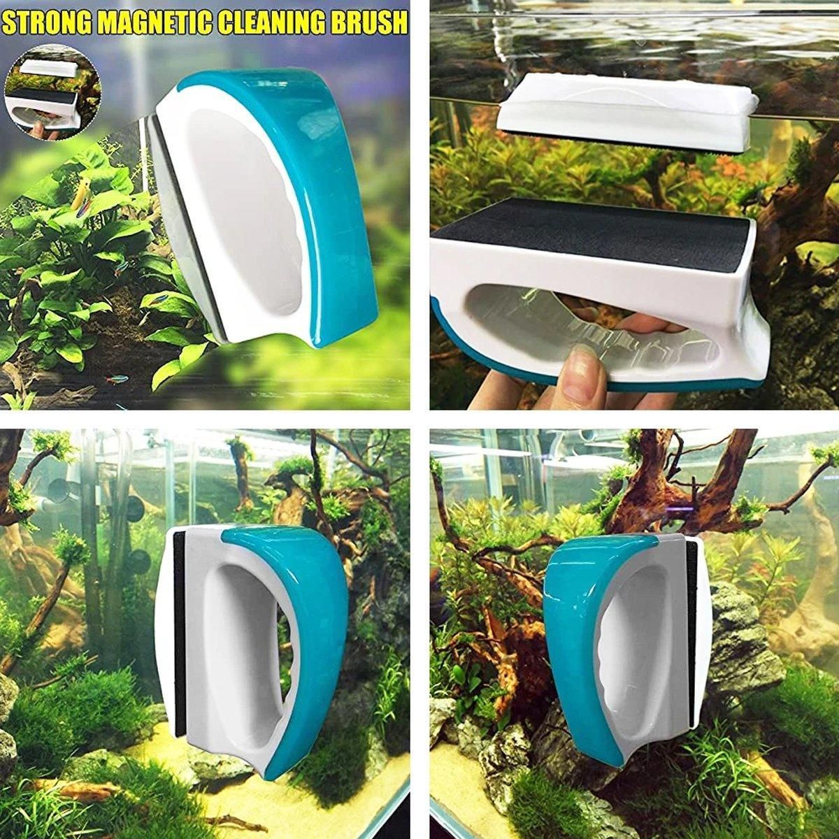 Magnetic Fish Tank Brush Algae Magnet Aquarium Cleaning Glass Aquatic Cleaner - L