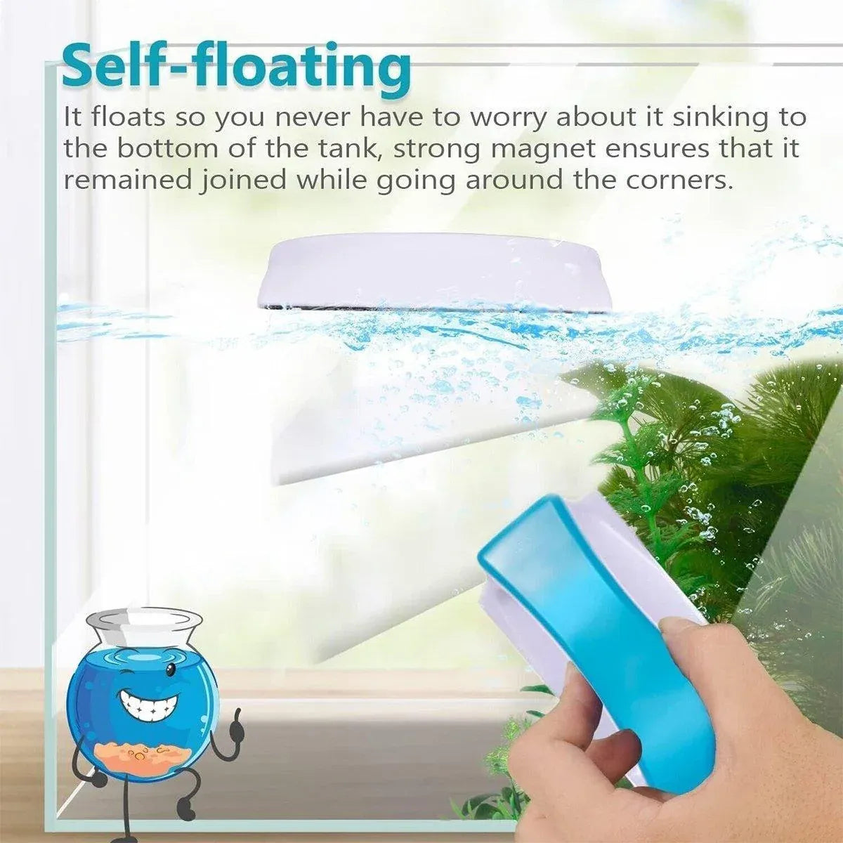 Magnetic Fish Tank Brush Algae Magnet Aquarium Cleaning Glass Aquatic Cleaner - M