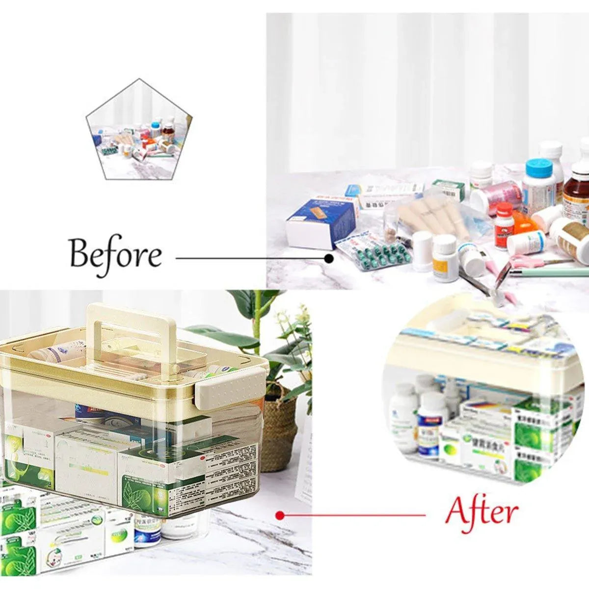 Large Capacity Two-Layer Medicine Box Household Transparent Medical Storage Box