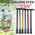 Metal Walking Stick Travel Retractable Cane Pole Compact Adjustable Lightweight - Silver