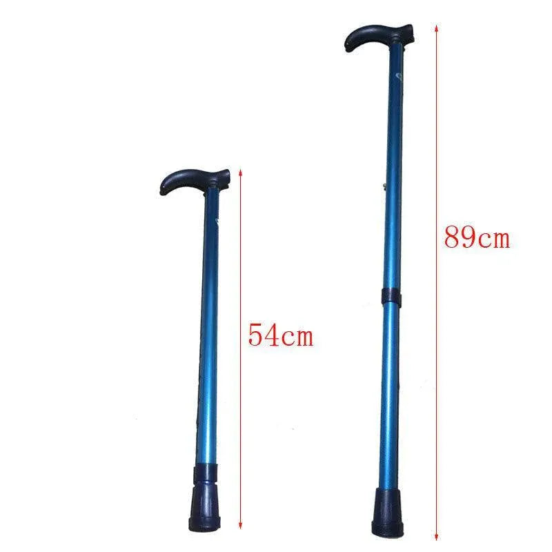Metal Walking Stick Travel Retractable Cane Pole Compact Adjustable Lightweight - Silver