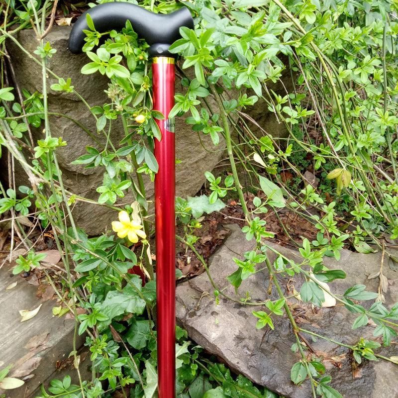 Metal Walking Stick Travel Retractable Cane Pole Compact Adjustable Lightweight - Silver