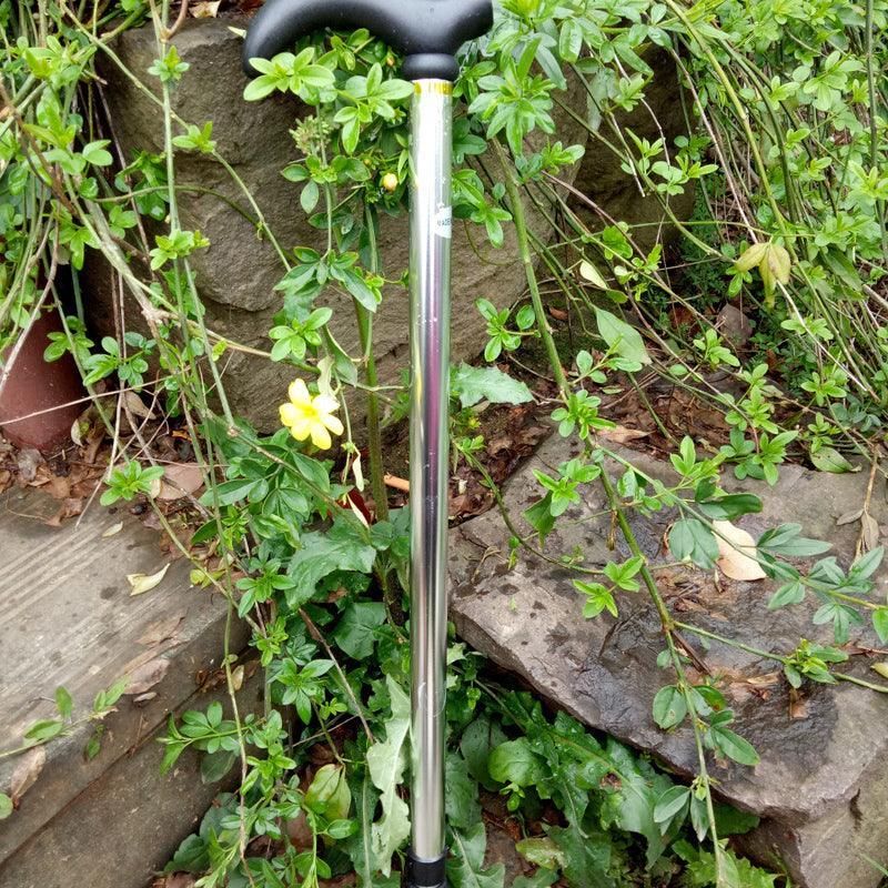 Metal Walking Stick Travel Retractable Cane Pole Compact Adjustable Lightweight - Silver