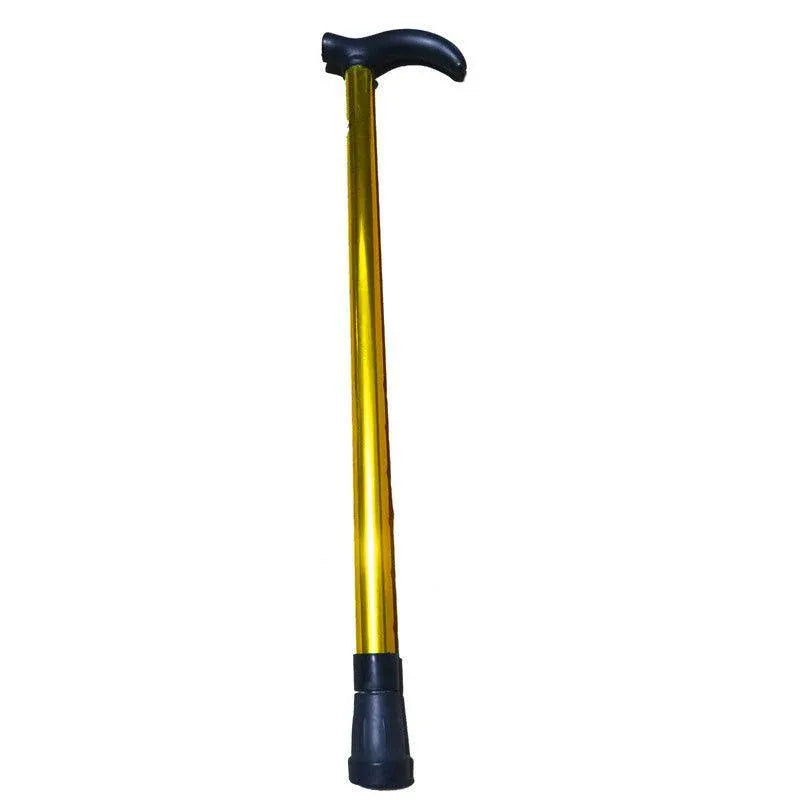 Metal Walking Stick Travel Retractable Cane Pole Compact Adjustable Lightweight - Yellow