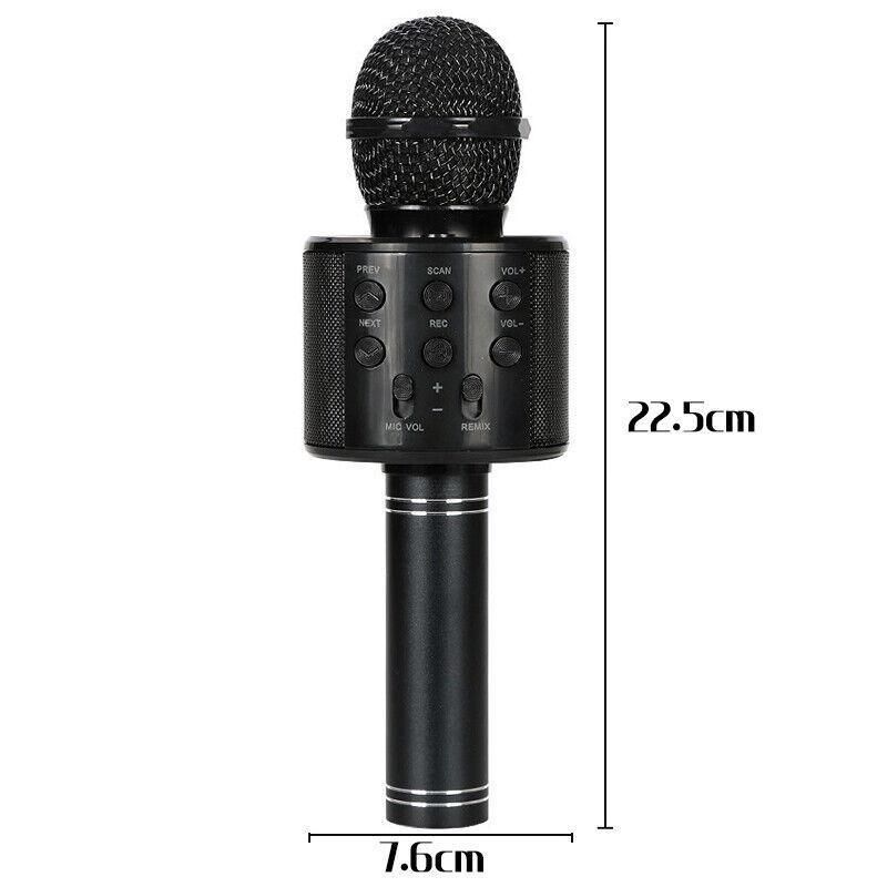 WS858 Wireless Bluetooth Karaoke Microphone Speaker, Handheld Mic, Echo, Blue