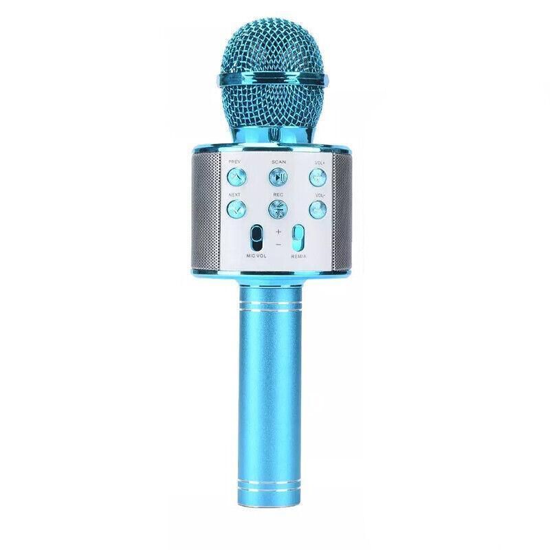 WS858 Wireless Bluetooth Karaoke Microphone Speaker, Handheld Mic, Echo, Blue