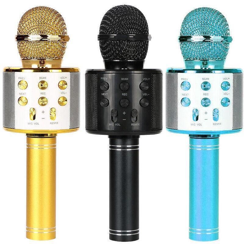 Karaoke Microphone Speaker Wireless Bluetooth Handheld Mic Usb Player Ktv Ws858 - Gold