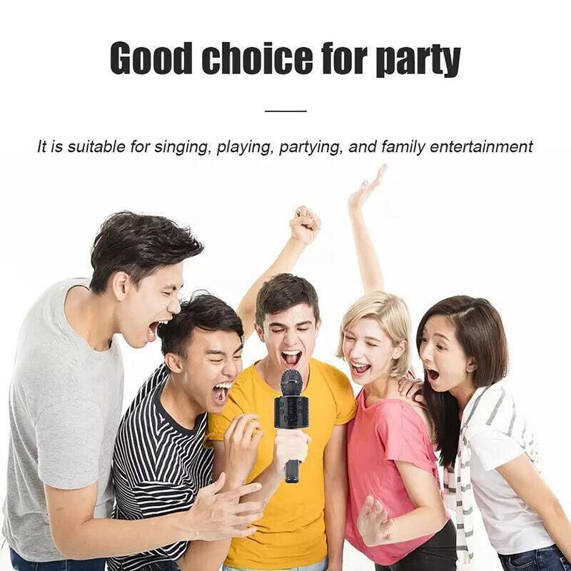 Karaoke Microphone Speaker Wireless Bluetooth Handheld Mic Usb Player Ktv Ws858 - Gold