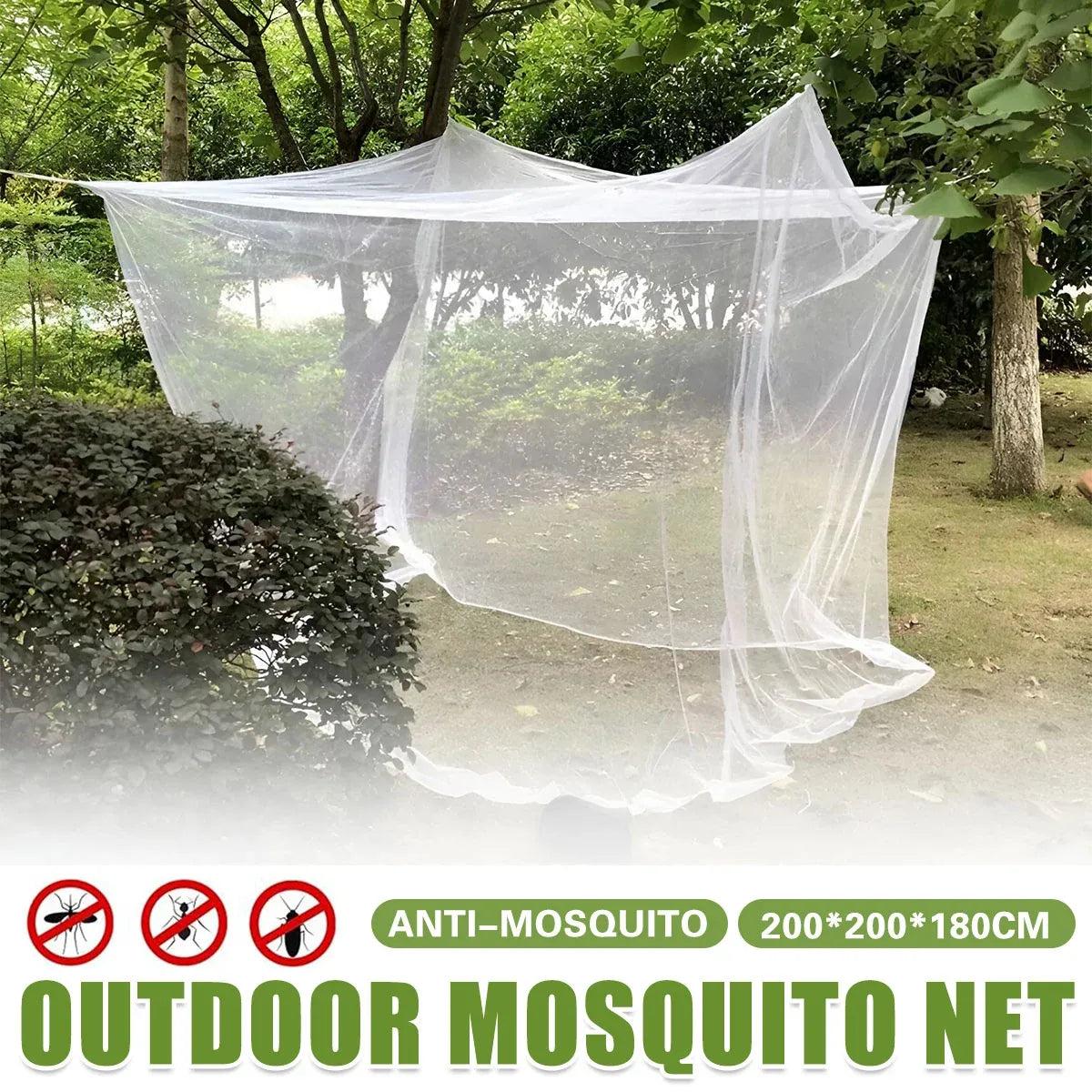 Outdoor Mosquito Net 200x200x180cm Polyester Mesh Hanging Travel Camping Bag