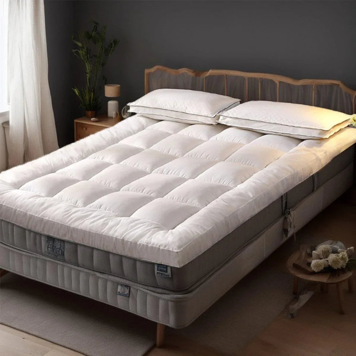 Hotel Mattress Protection Pads Bedding Comfort Mattress Topper Pads Mattress - 183x203cm-Brushed Fabric