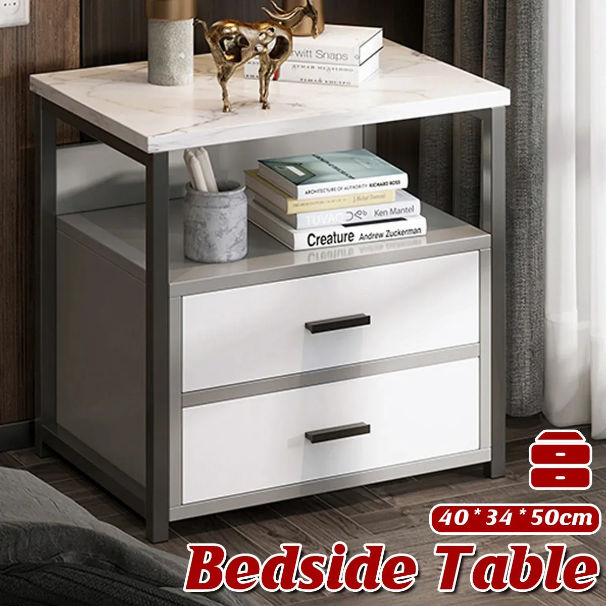 Classic Bedside Table Nightstand Storage Cabinet Side Table Home Furniture Decor