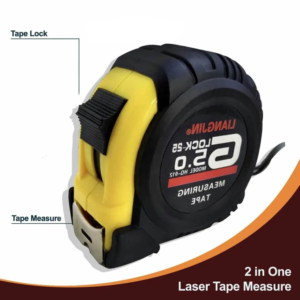 Steel Measuring Tape with Lock Rubber Grip Metric and Inch Ruler 3M 5M 10M - 5M