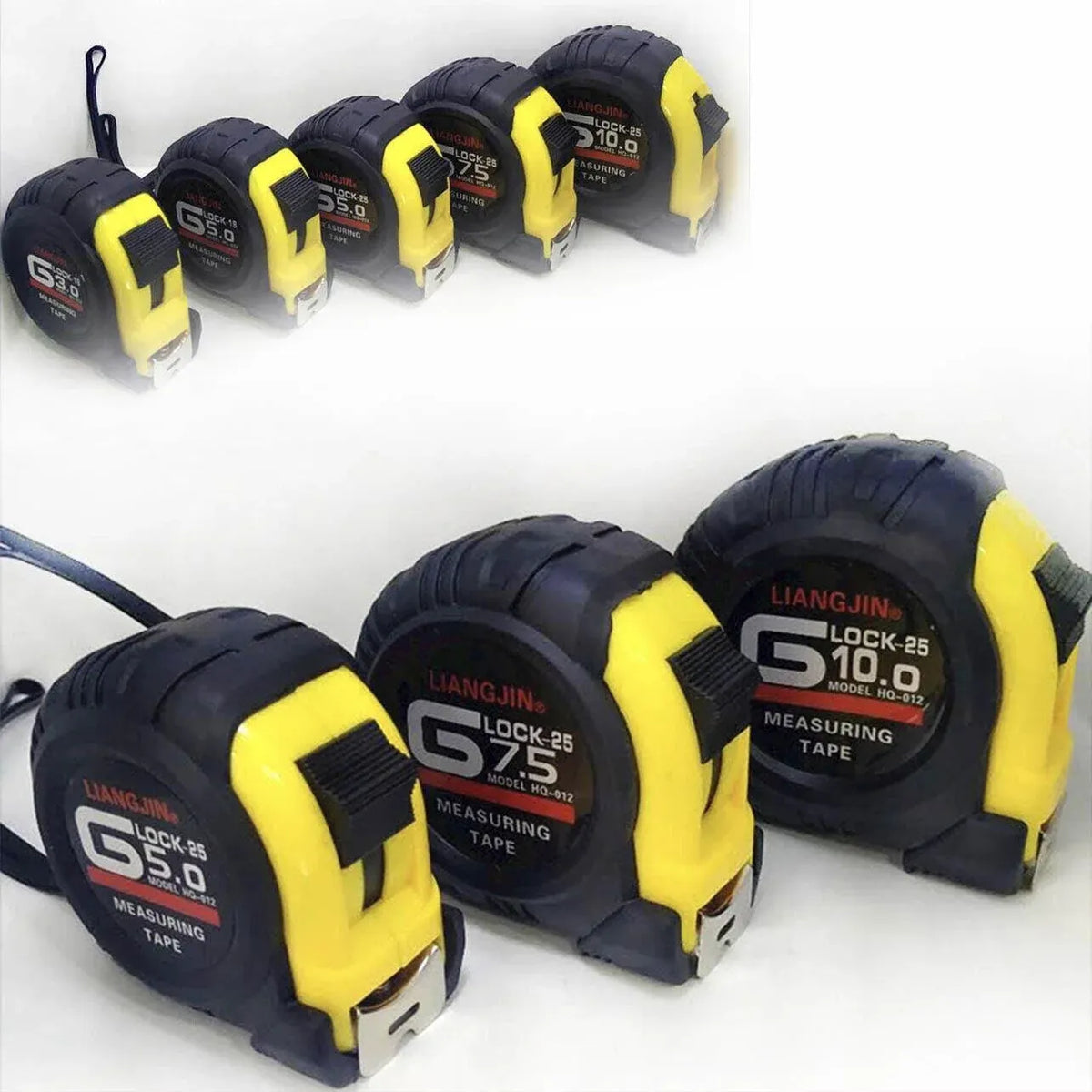 Steel Measuring Tape with Lock Rubber Grip Metric and Inch Ruler 3M 5M 10M - 5M