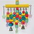Nordic Woven Parrot Toy with Wooden Blocks Hanging Bird Cage Pendant