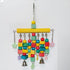 Nordic Woven Parrot Toy with Wooden Blocks Hanging Bird Cage Pendant