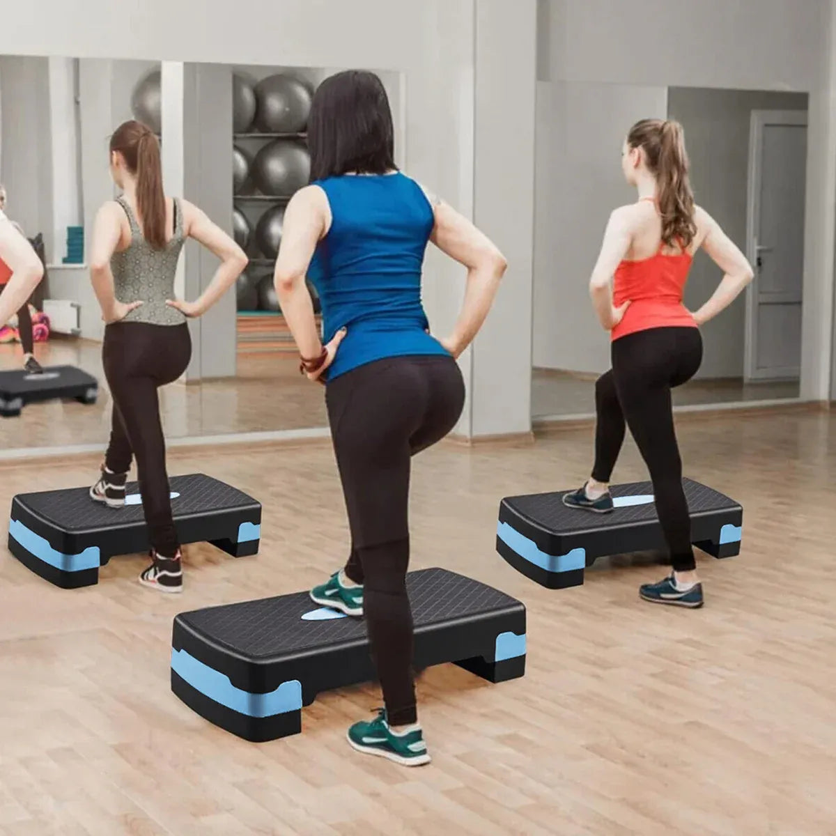 Adjustable Aerobic Step Platform Plastic Fitness Stepper for Workout Training - Green
