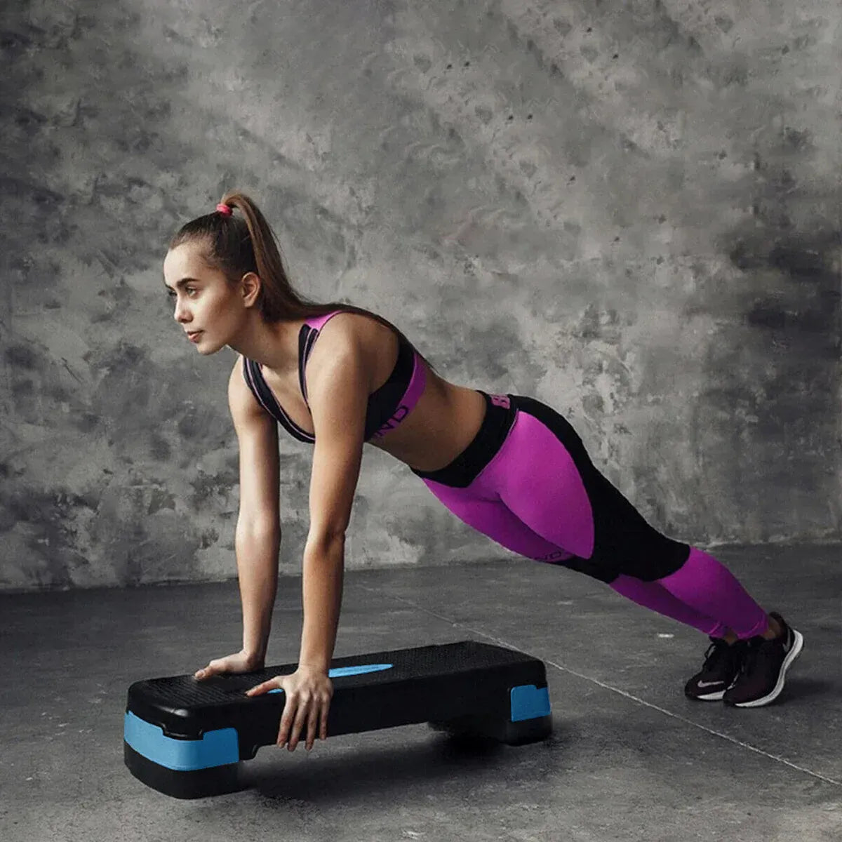 Adjustable Aerobic Step Platform Plastic Fitness Stepper for Workout Training - Green