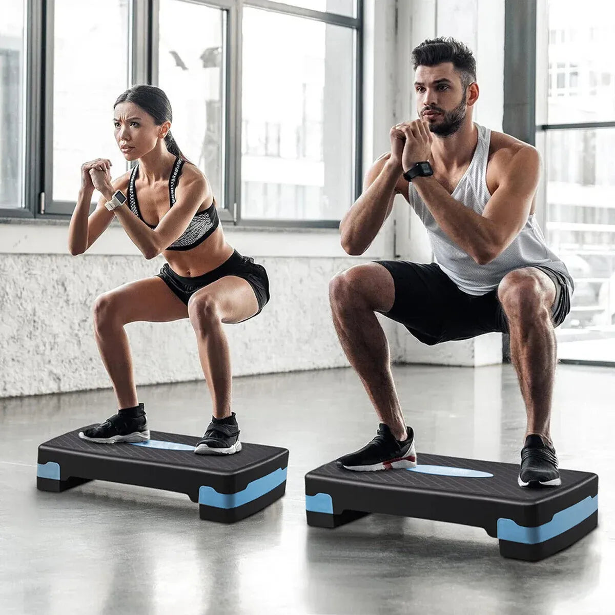 Adjustable Aerobic Step Platform Plastic Fitness Stepper for Workout Training - Green
