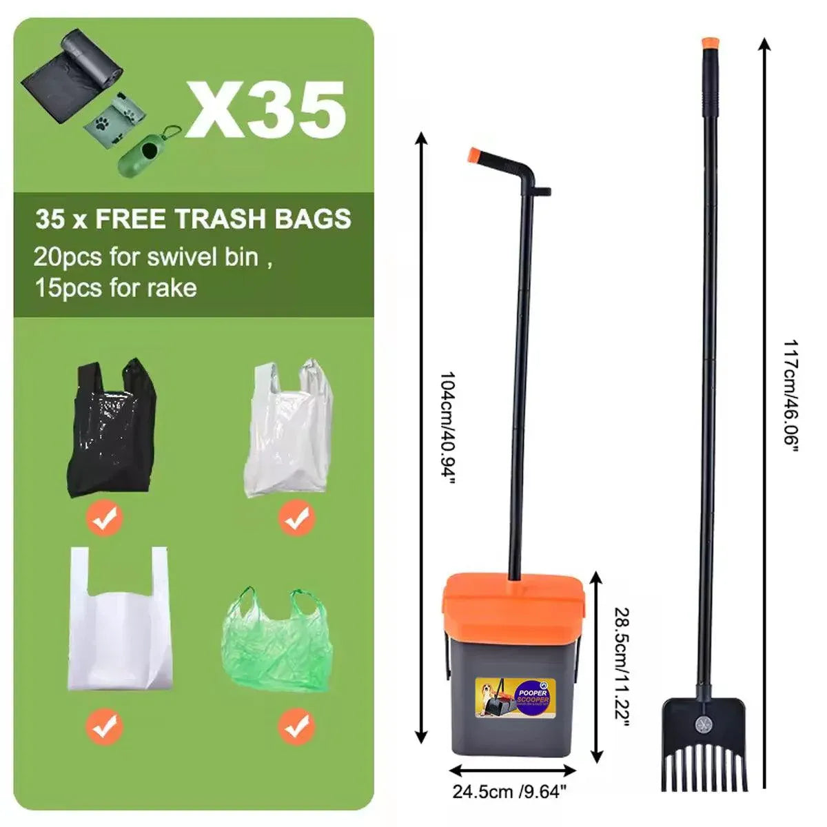 Foldable Pet Waste Picker with Broom Dustpan Set for Dog Walking Easy Cleanup