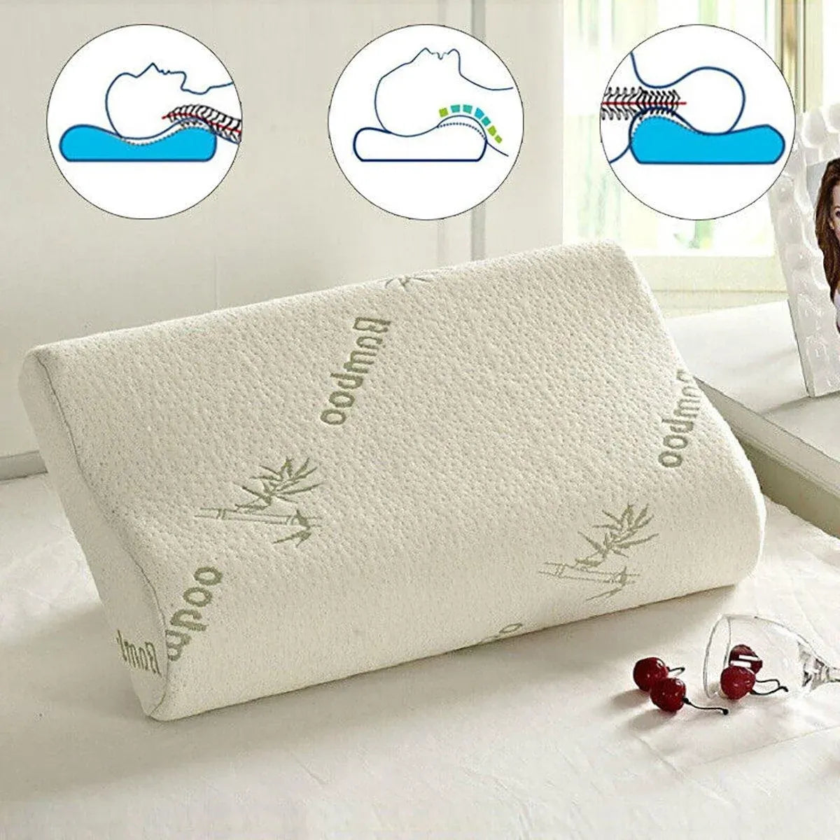 1/2PCS Memory Foam Neck Pillow Wavy Contour Slow Rebound Pillow - 55x35x11cm-2pcs