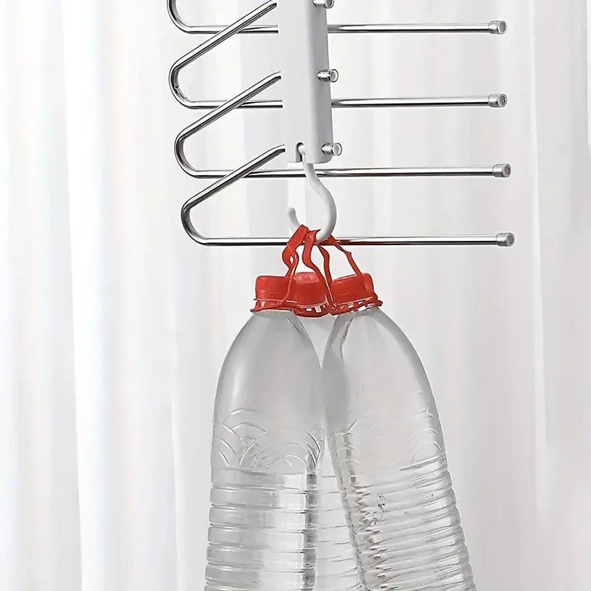 Stainless Steel Multi-Layer Pants Rack Folding Telescopic Anti-Slip Clothes Rack - Black