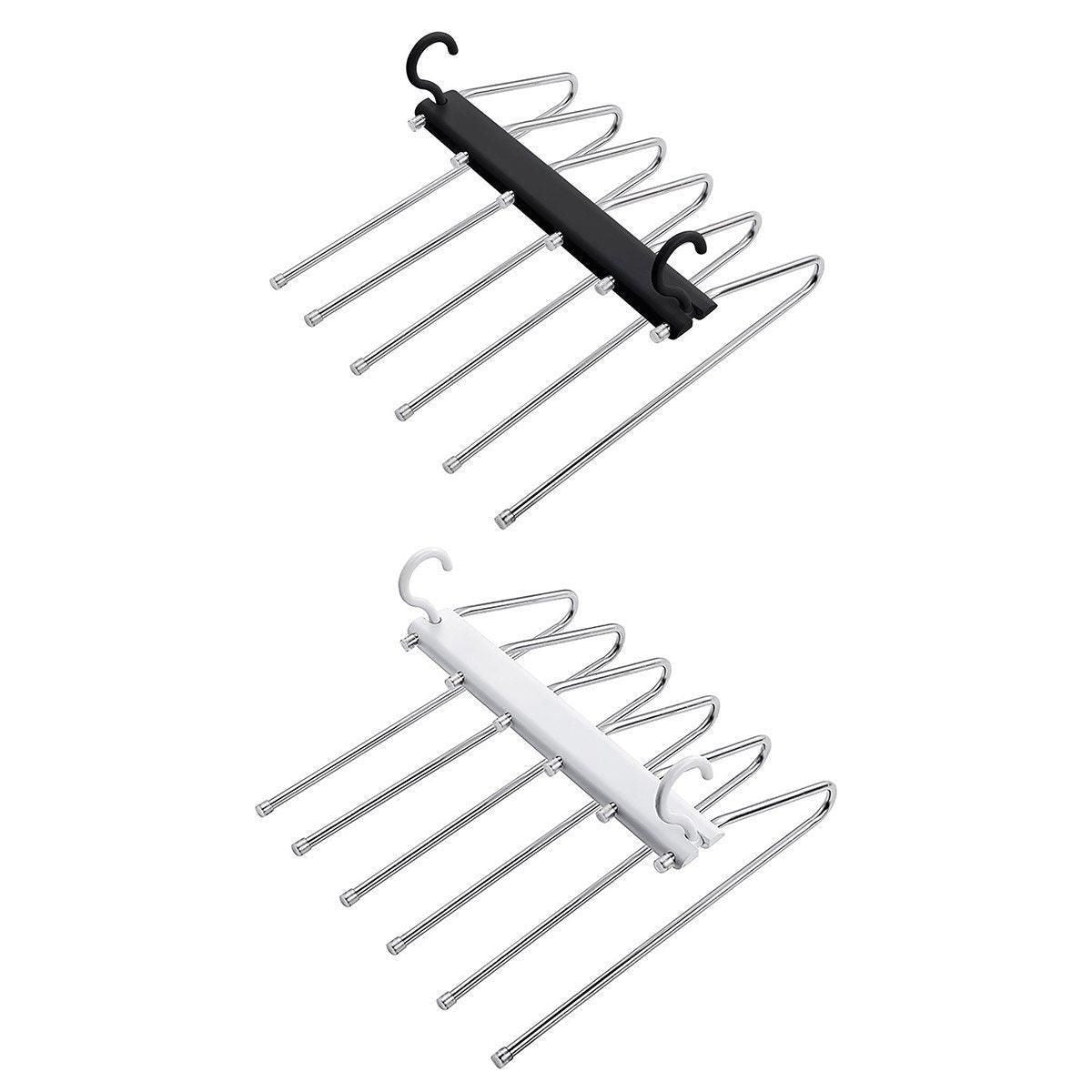 Stainless Steel Multi-Layer Pants Rack Folding Telescopic Anti-Slip Clothes Rack - White