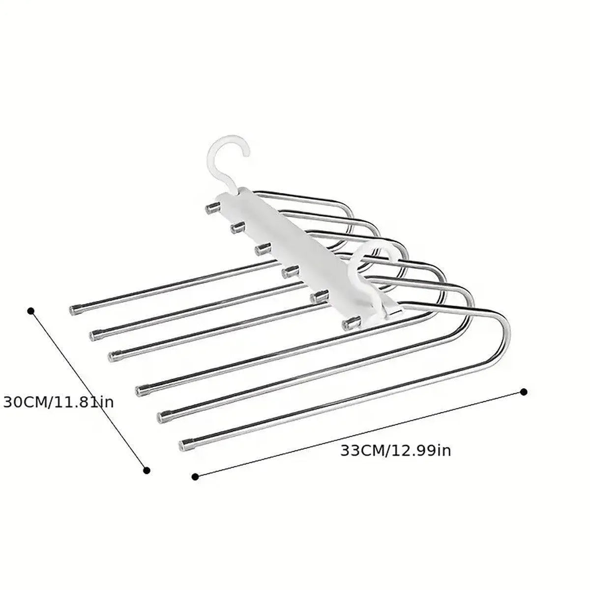 Stainless Steel Multi-Layer Pants Rack Folding Telescopic Anti-Slip Clothes Rack - White