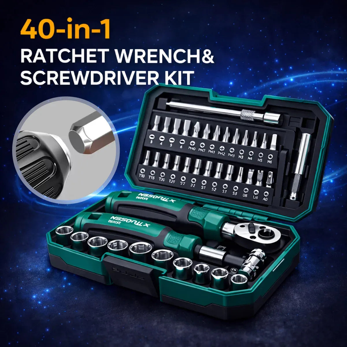 40 in 1 Ratchet Wrench and Screwdriver Kit For Mechanic DIY Car Repair Tool Set