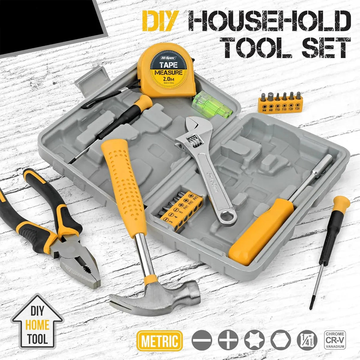 20PCS Household Tool Set Home Repair Kit with Screwdriver Pliers Wrench Hammer