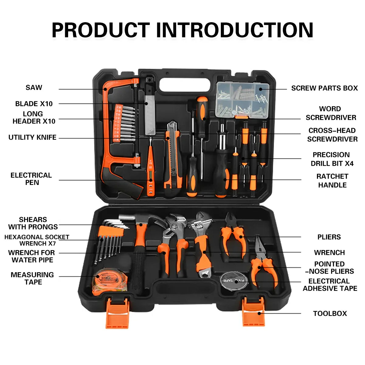 Home Hardware Tool Set Large 105-Piece Emergency Repair Kit Maintenance Tools