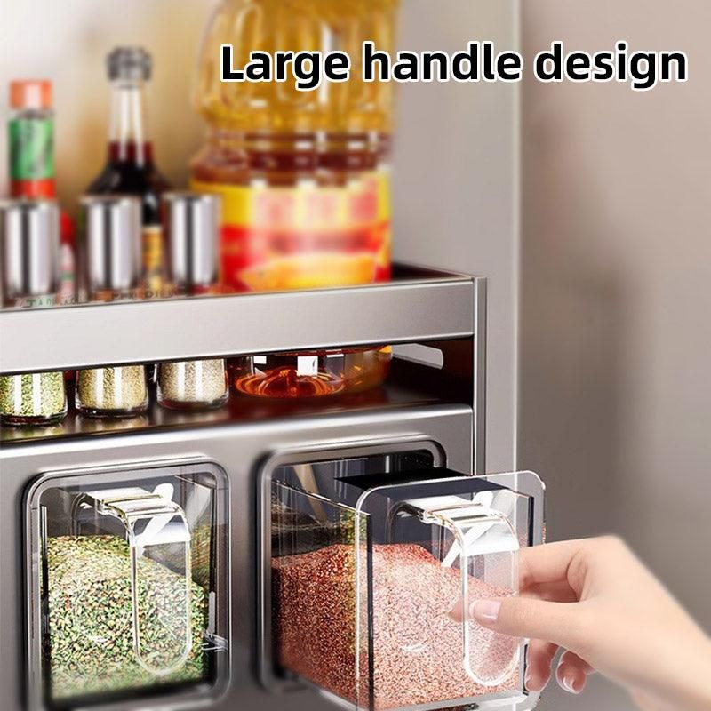 Wall Mounted Kitchen Spice Box Shelf Multifunctional Organiser for Herbs Spices - 3-Grids