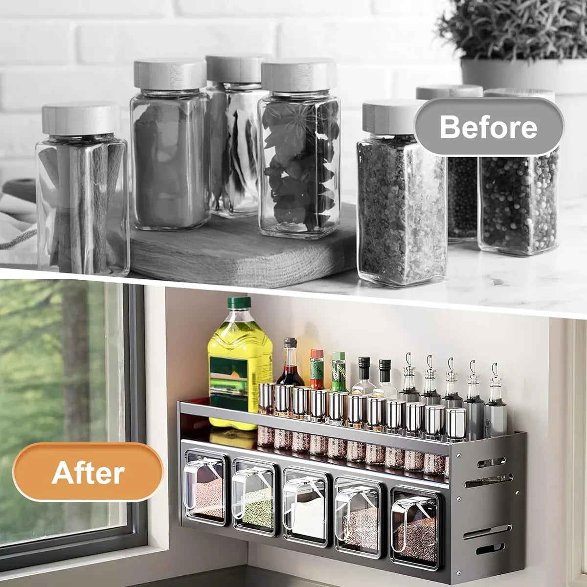 Kitchen Wall Mounted Seasoning Rack Easy Install Space Saving