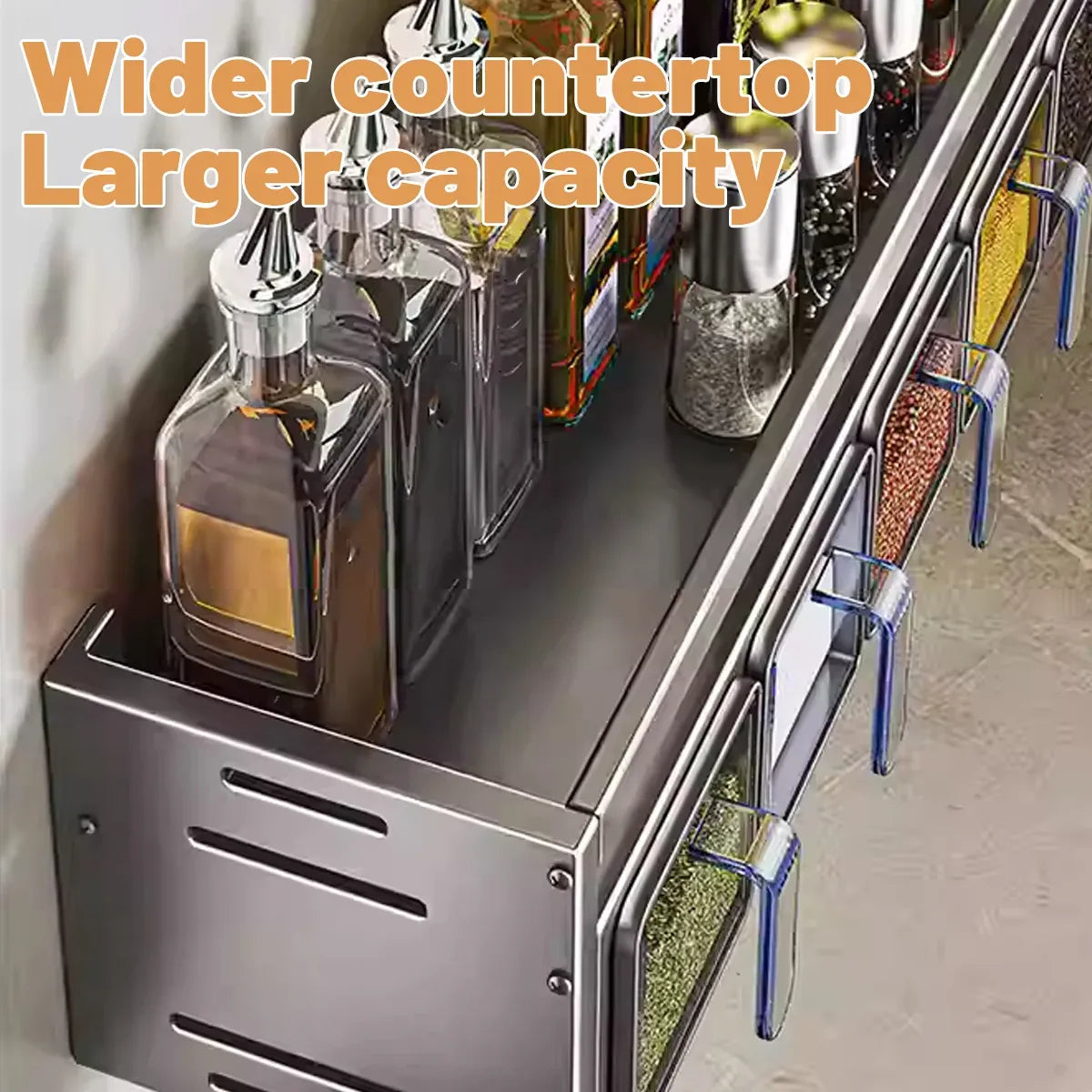 Kitchen Wall Mounted Seasoning Rack Easy Install Space Saving