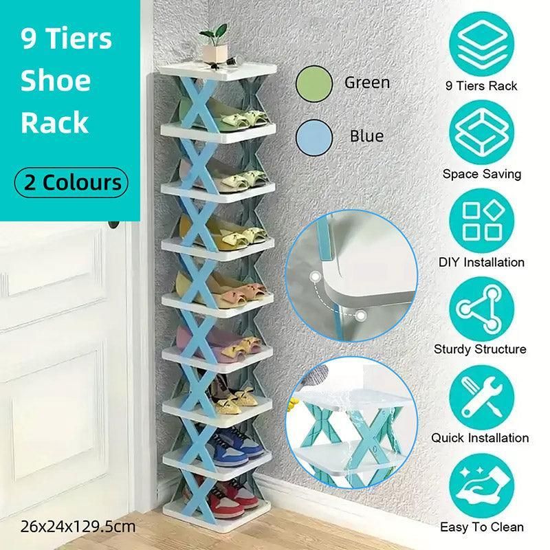 Simple Shoe Rack Home Use Space Saving Clip Storage Organizer Cabinet Stand - Green