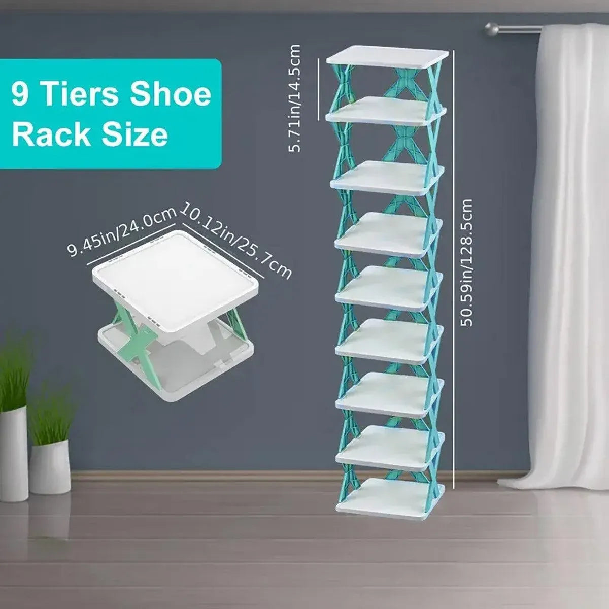 Simple Shoe Rack Home Use Space Saving Clip Storage Organizer Cabinet Stand - Green