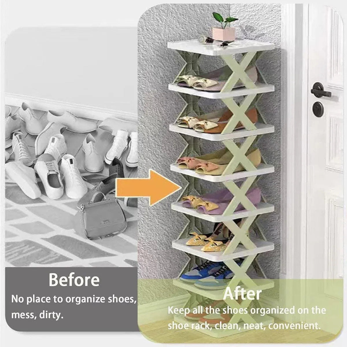Simple Shoe Rack Home Use Space Saving Clip Storage Organizer Cabinet Stand - Green
