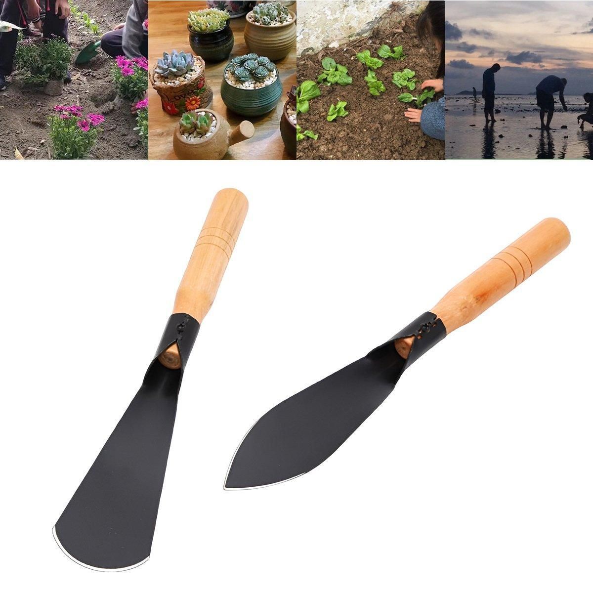 10 Piece Garden Hand Shovel Set, Steel Trowels with Wooden Handles for Planting