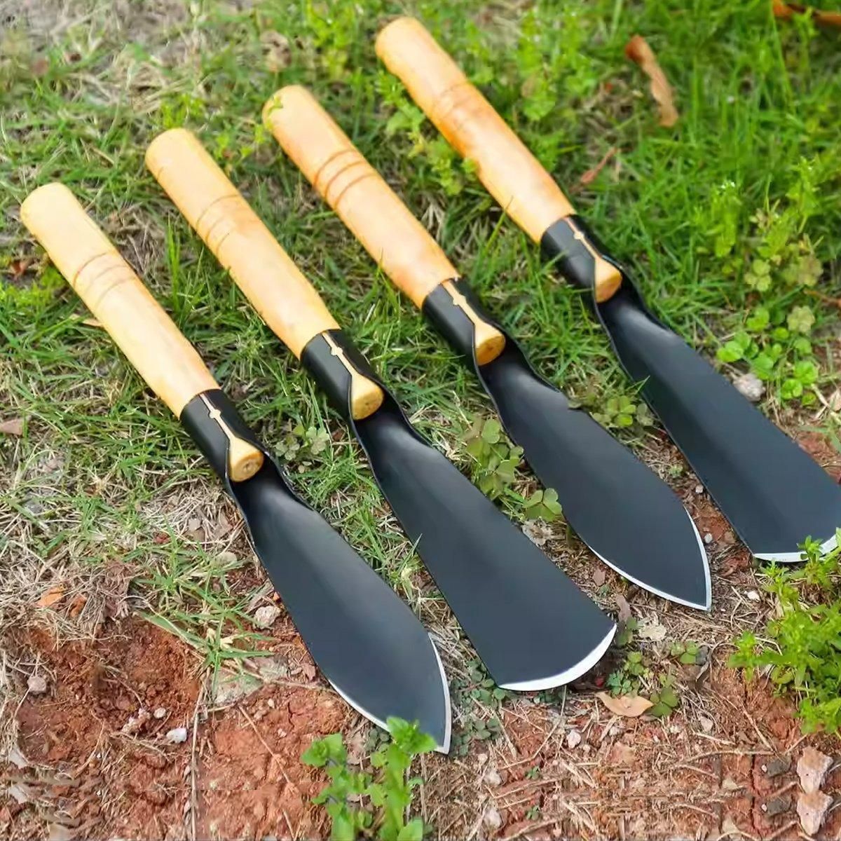 10 Piece Garden Hand Shovel Set, Steel Trowels with Wooden Handles for Planting