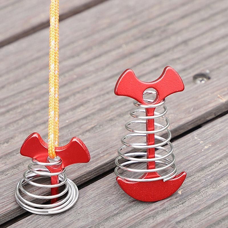 10PCS Spring Fishbone Tent Pegs Deck Anchors for Outdoor Camping and Tarp Setup