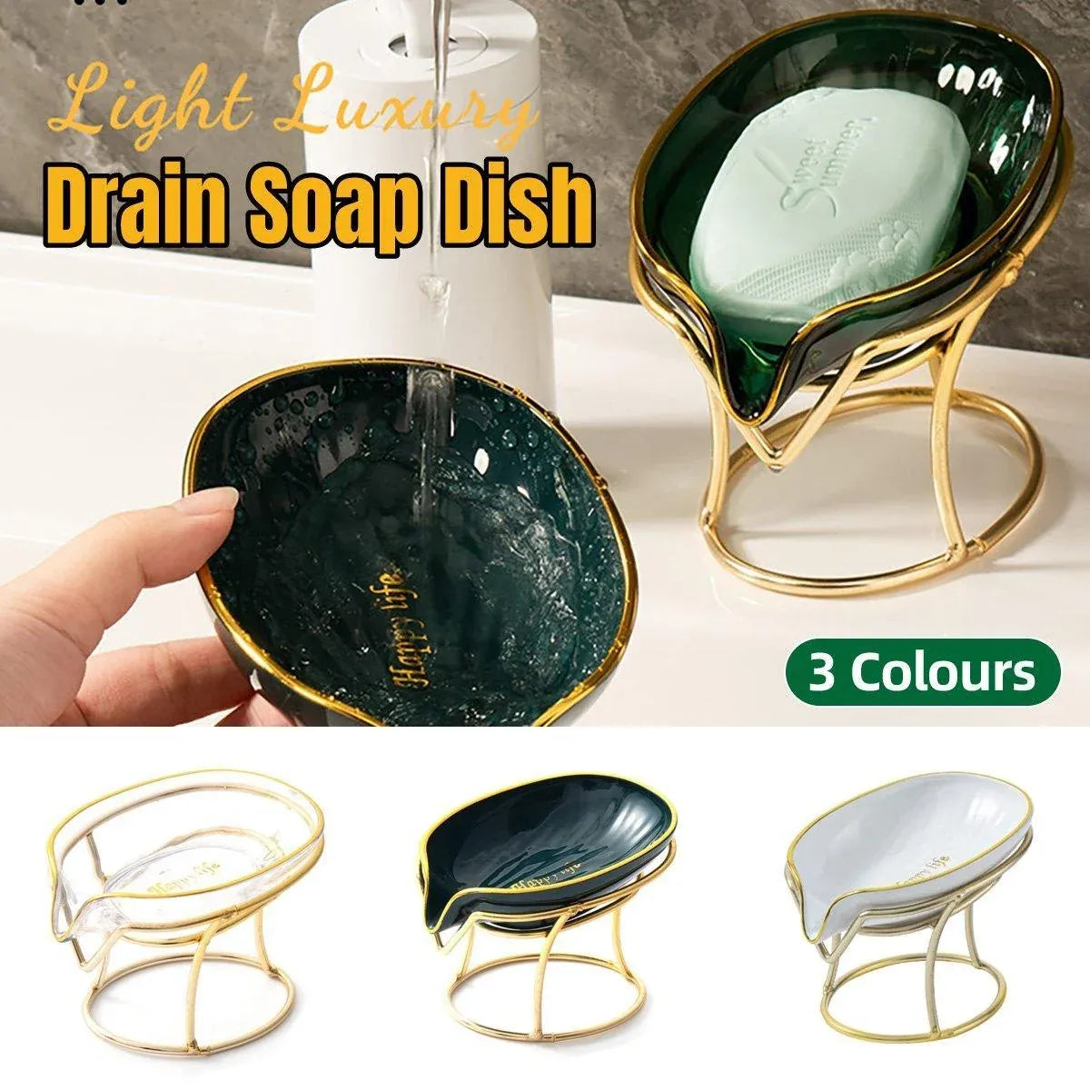 Soap Box Punch-free Bathroom Soap Tray Drain Storage Rack Household Soap Holder - Transparent