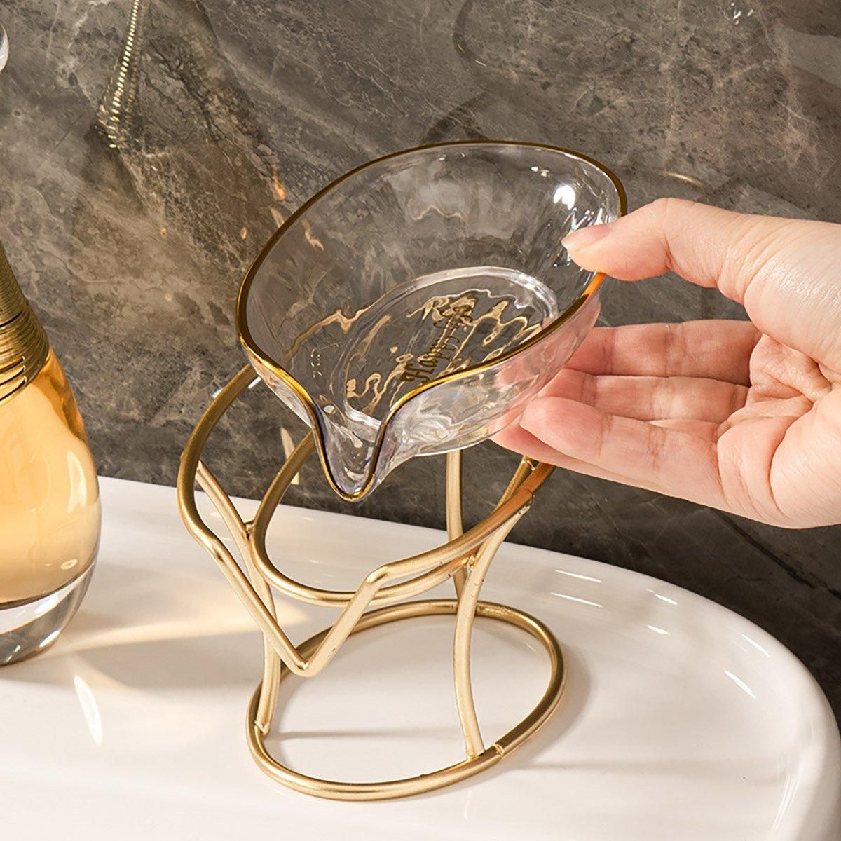 Soap Box Punch-free Bathroom Soap Tray Drain Storage Rack Household Soap Holder - Transparent