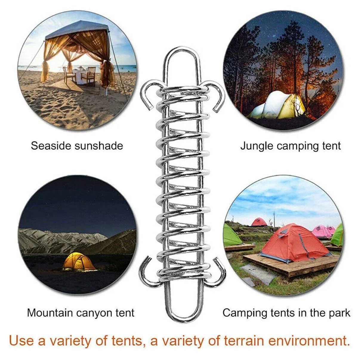 1-15PCS Outdoor Camping Tent Spring Wind Rope Buckle Fix Hook Buckles Silver Red - 1pair