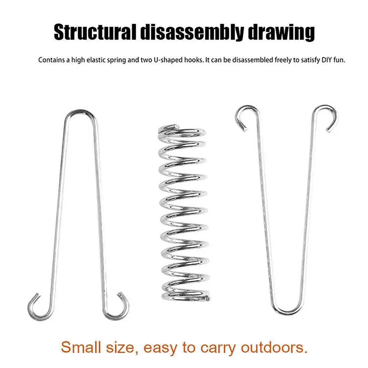 1-15PCS Outdoor Camping Tent Spring Wind Rope Buckle Fix Hook Buckles Silver Red - 1pcs